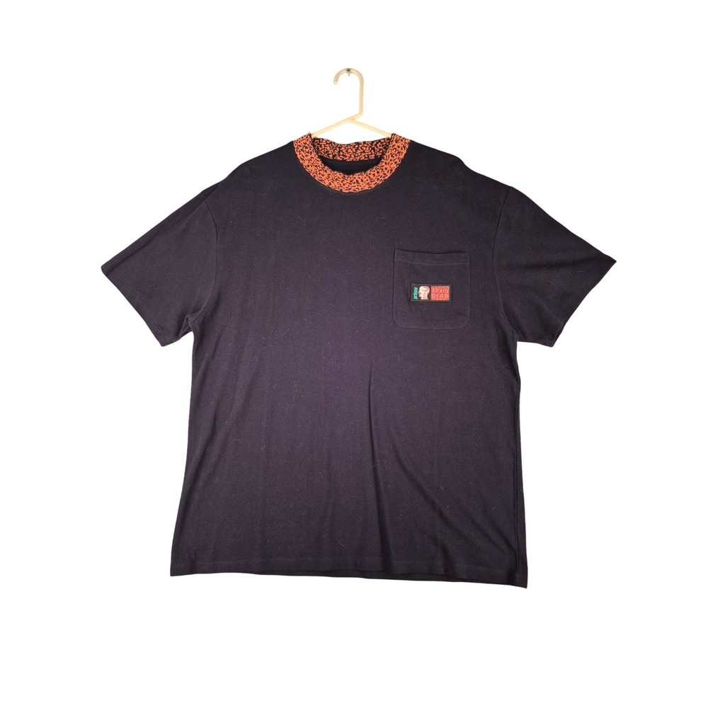 Brain Dead x Prince Black Pique Pocket T-Shirt XL Orange Animal Print Neck